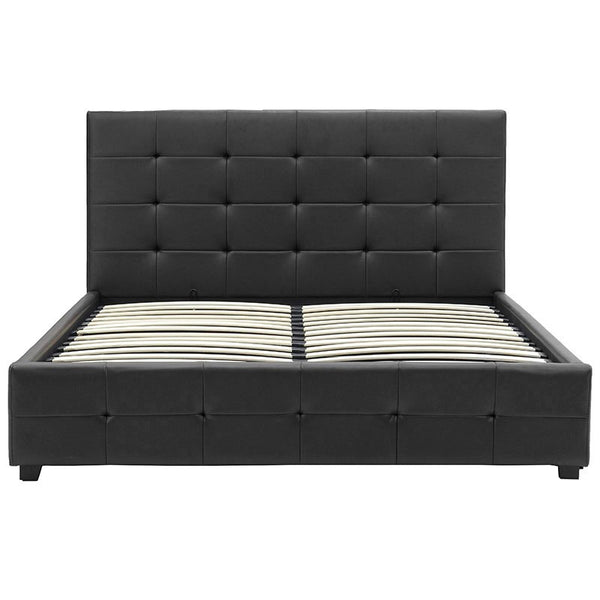 Κρεβάτι Roi pakoworld 160x200 PU μαύρο ματ + αποθηκευτικό χώρο