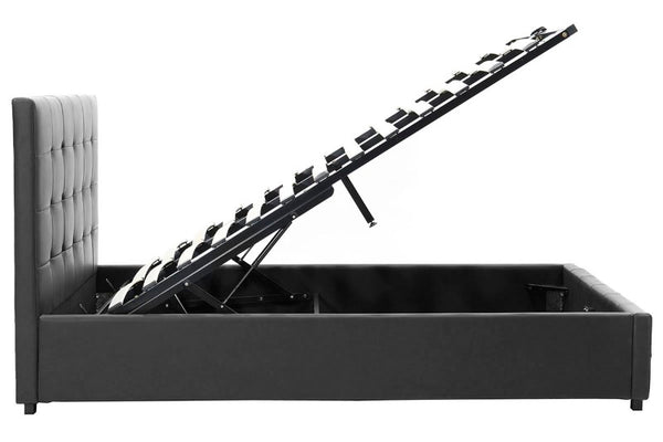 Κρεβάτι Roi pakoworld 160x200 PU μαύρο ματ + αποθηκευτικό χώρο