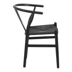 Καρέκλα Wishbone pakoworld rubberwood-σχοινί σε μαύρη απόχρωση 53.5x57x74εκ