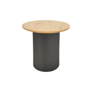 Βοηθητικό τραπέζι Dovel pakoworld mdf σε sonoma -μαύρο μέταλλο Φ50x50εκ