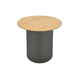 Βοηθητικό τραπέζι Dovel pakoworld mdf σε sonoma -μαύρο μέταλλο Φ50x50εκ