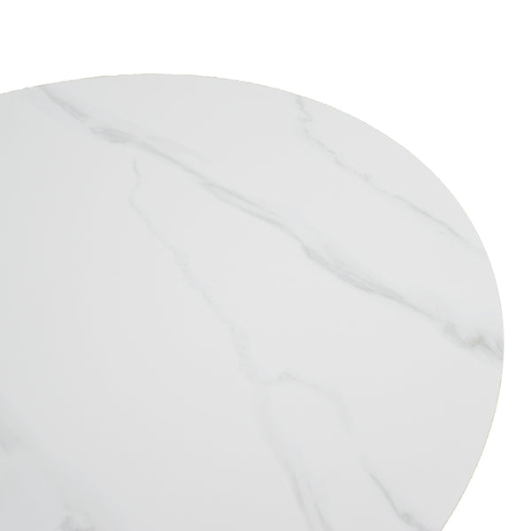 Τραπέζι σαλονιού Franzel pakoworld sintered stone σε όψη μαρμάρου-mdf σε φυσική απόχρωση Φ80x40εκ