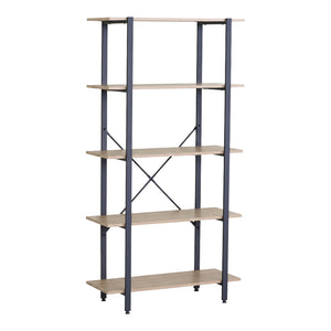 Βιβλιοθήκη Nebranzo pakoworld oak με μαύρο μέταλλο 80x34x155.3εκ