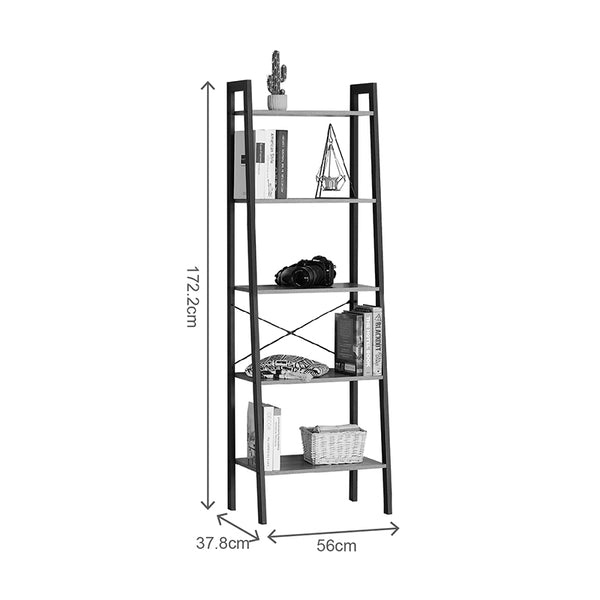 Βιβλιοθήκη Jebia pakoworld oak με μαύρο μέταλλο 56x37x172.2εκ