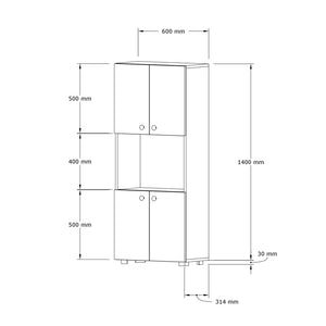 Στήλη Guzel pakoworld σε λευκή απόχρωση 60x31.4x140εκ
