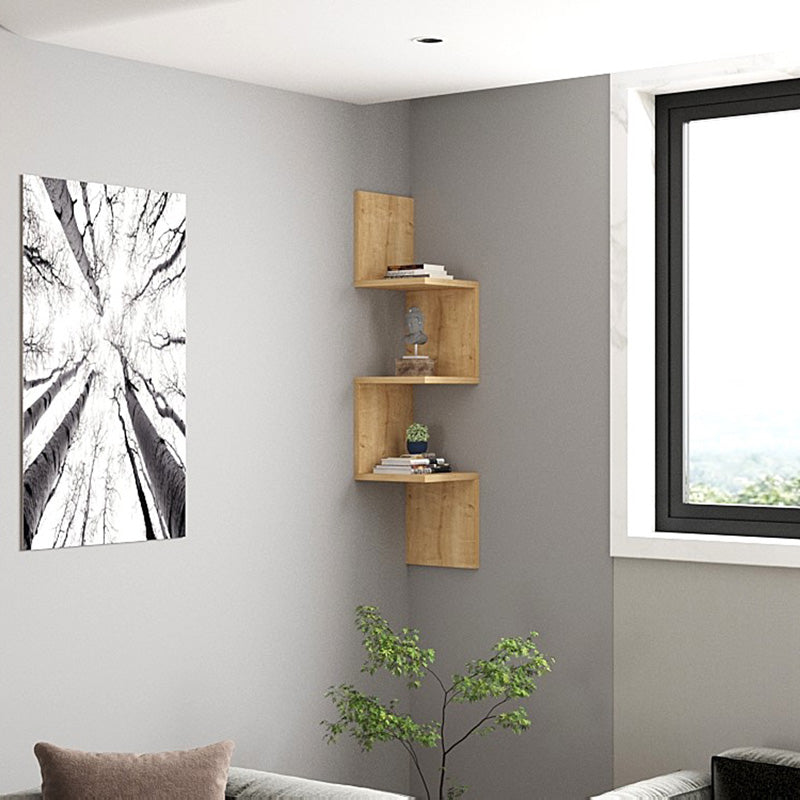 Ραφιέρα γωνιακή τοίχου Insta pakoworld σε oak απόχρωση 25x25x105