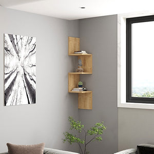 Ραφιέρα γωνιακή τοίχου Insta pakoworld σε oak απόχρωση 25x25x105