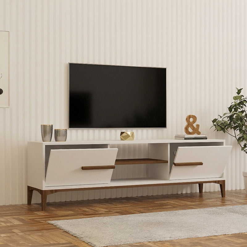 Έπιπλο τηλεόρασης Eslem pakoworld λευκό με καρυδί 160x34