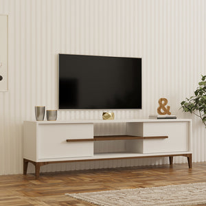 Έπιπλο τηλεόρασης Eslem pakoworld λευκό με καρυδί 160x34