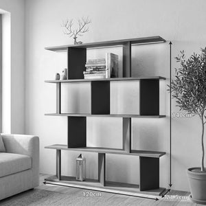 Βιβλιοθήκη Ratu pakoworld ανθρακί με oak 120x24