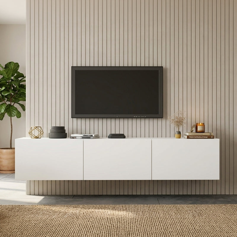 Έπιπλο τηλεόρασης επιτοίχιο Felita pakoworld λευκό 150x31