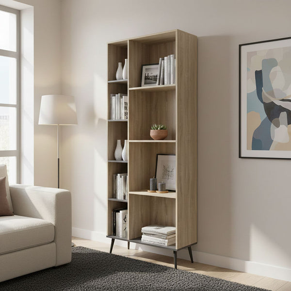 Βιβλιοθήκη Zezan pakoworld σε sonoma-ανθρακί απόχρωση 76.5x30x200.5εκ