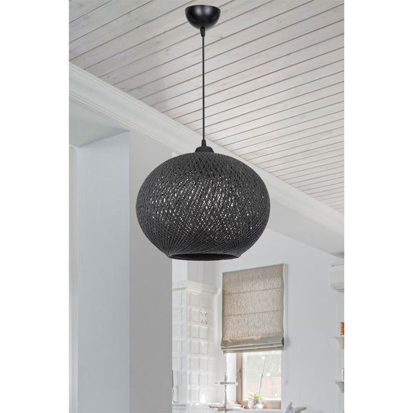 Φωτιστικό οροφής μονόφωτο Leshia pakoworld Ε27 μαύρο Φ38x38εκ