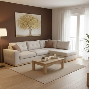 Γωνιακός καναπές δεξιά γωνία Boston pakoworld ύφασμα cream-mocha 280x225x90εκ