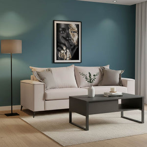Καναπές Verona 3θέσιος cream - μαξιλάρια mocha 225x93x100εκ