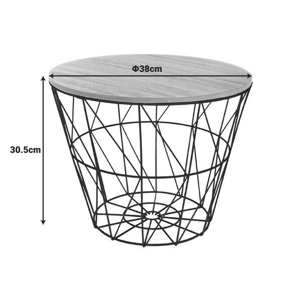 Βοηθητικό τραπέζι σαλονιού Jacot pakoworld oak-μαύρο Φ38x30