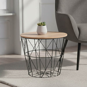 Βοηθητικό τραπέζι σαλονιού Jacot pakoworld oak-μαύρο Φ38x30