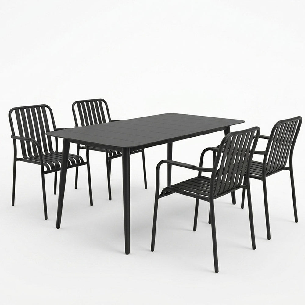 Τραπεζαρία Heven Vista pakoworld σετ 5τεμ μαύρο αλουμίνιο 120x70x72εκ
