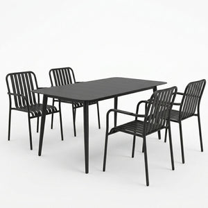 Τραπεζαρία Heven Vista pakoworld σετ 5τεμ μαύρο αλουμίνιο 120x70x72εκ