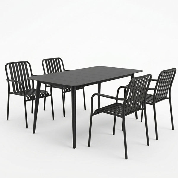 Τραπεζαρία Heven Vista pakoworld σετ 5τεμ μαύρο αλουμίνιο 120x70x72εκ