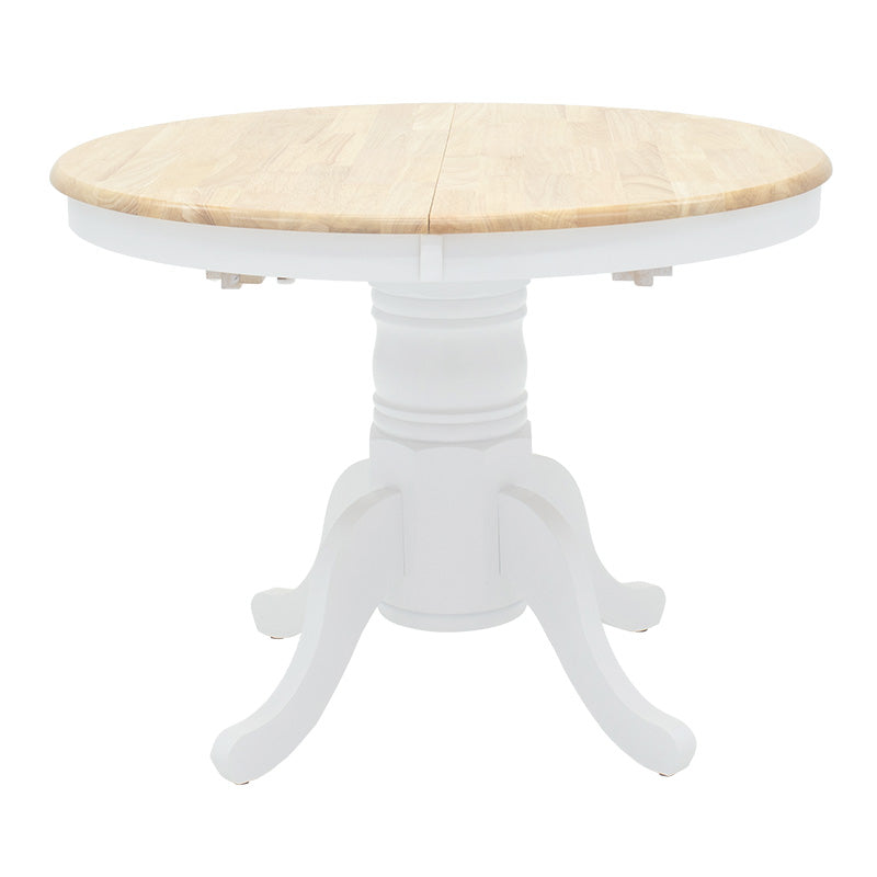 Τραπεζαρία Dallan Lars pakoworld 5τεμ λευκό rubberwood Φ100(+38)x100x75εκ
