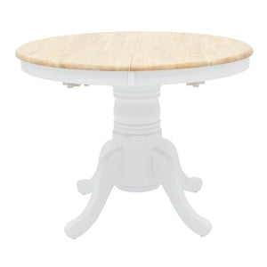 Τραπεζαρία Dallan Lars pakoworld 5τεμ λευκό rubberwood Φ100(+38)x100x75εκ