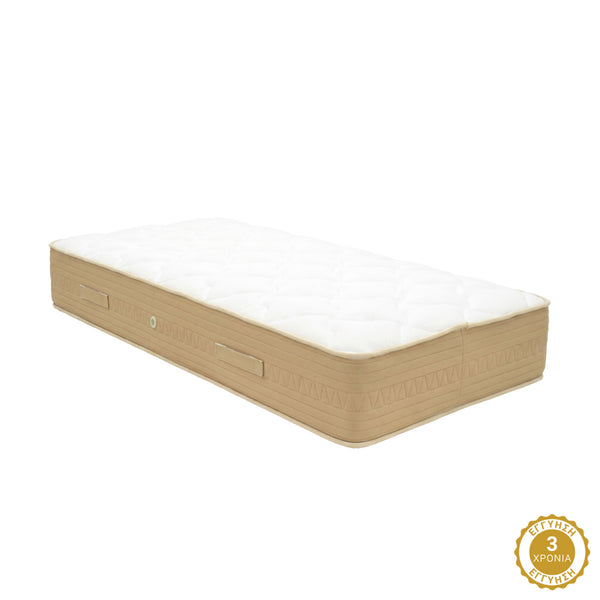 Κρεβάτι με στρώμα Athos Sleepy pakoworld sonoma λευκό 90x190εκ