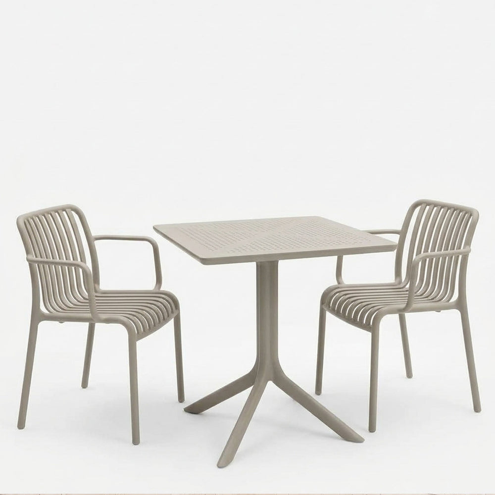 Τραπεζαρία Zoi Groovy pakoworld σετ 3τεμ cappuccino PP 80x80x74εκ