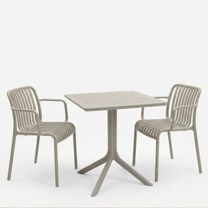 Τραπεζαρία Zoi Groovy pakoworld σετ 3τεμ cappuccino PP 80x80x74εκ