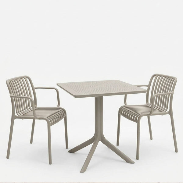 Τραπεζαρία Zoi Groovy pakoworld σετ 3τεμ cappuccino PP 80x80x74εκ