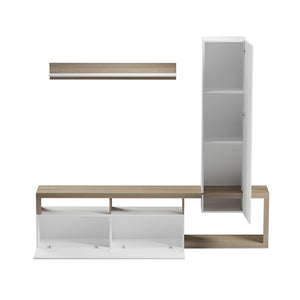 Σύνθετο σαλονιού Leganto pakoworld σε sonoma με λευκή απόχρωση 220.5x35x197.5εκ