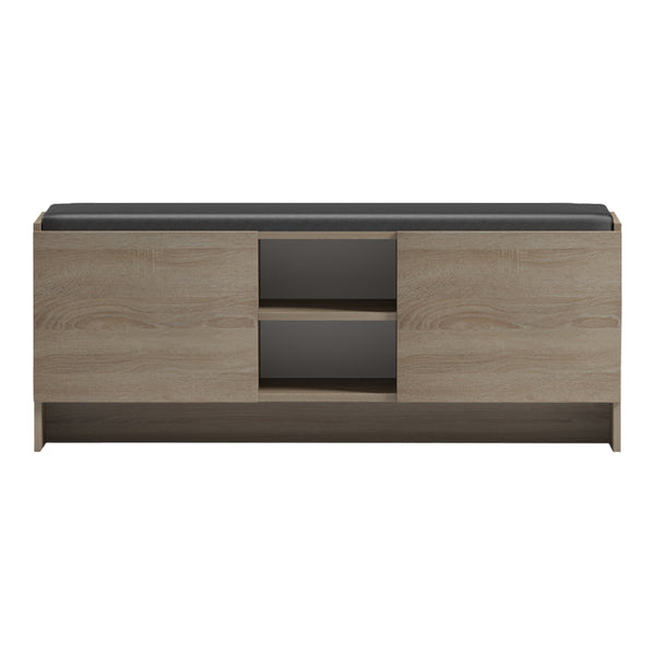 Παπουτσοθήκη-σκαμπό Zulla pakoworld sonoma-μαύρο 110x37x43εκ