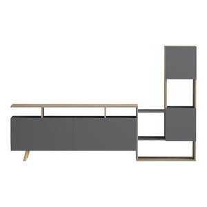 Σύνθετο σαλονιού Defry pakoworld sonoma-ανθρακί 177.5x31.5x110εκ