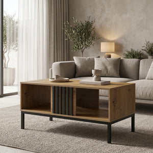 Τραπέζι σαλονιού Delanka pakoworld oak-μαύρο 92x50x46εκ