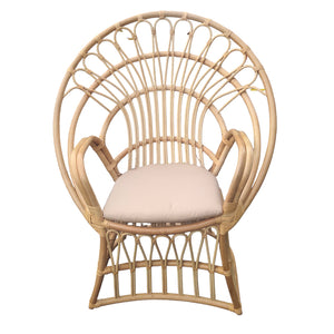 Πολυθρόνα Boloni Inart με μπεζ μαξιλάρι-φυσικό rattan 96x70x120εκ