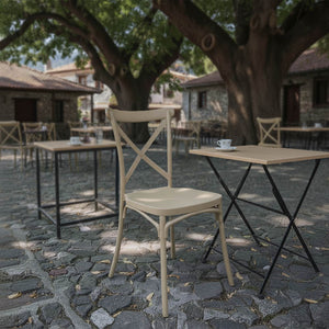 Καρέκλα Crossie pakoworld στοιβαζόμενη pp σε απόχρωση cappucino 41x46x84εκ