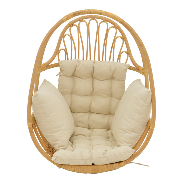 Κρεμαστή κούνια Jorg pakoworld φυσικό rattan-κρεμ μαξιλάρι 80x59x105εκ