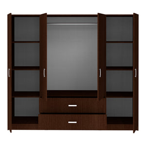 Ντουλάπα τετράφυλλη Royal pakoworld με συρτάρια wenge 200x58x177εκ