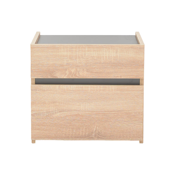 Κομοδίνο Comcie pakoworld σε φυσικό με γκρι απόχρωση 50x42x45.5εκ