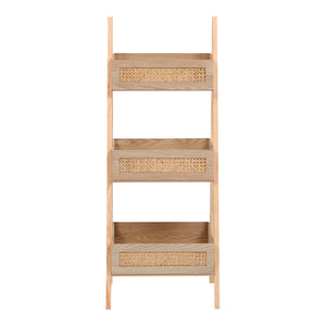Ραφιέρα επιδαπέδια 3όροφη Scandy pakoworld mdf-rattan σε φυσική απόχρωση 44x37x110εκ