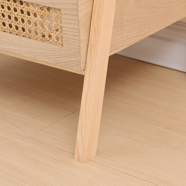 Ραφιέρα επιδαπέδια 3όροφη Scandy pakoworld mdf-rattan σε φυσική απόχρωση 44x37x110εκ