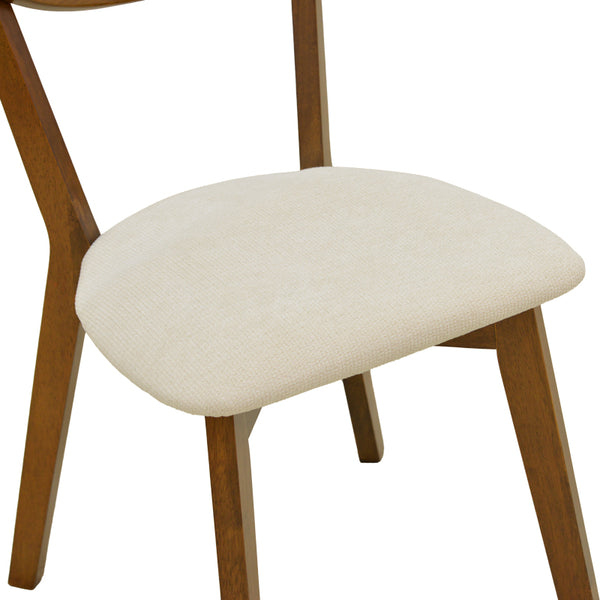 Καρέκλα Canon pakoworld καρυδί rubberwood εκρού ύφασμα 43x52x83