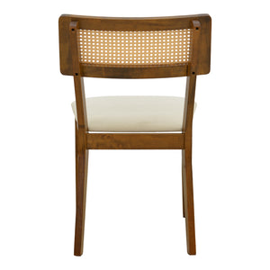Καρέκλα Raffles pakoworld καρυδί rubberwood με pe rattan και εκρού ύφασμα 47x48x83.5εκ