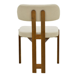 Καρέκλα Genoa pakoworld καρυδί rubberwood και εκρού ύφασμα 50x43x82εκ
