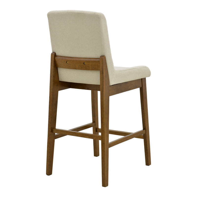 Σκαμπό μπαρ Dalby pakoworld καρυδί rubberwood και εκρού ύφασμα 50x45x102