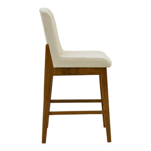 Σκαμπό μπαρ Dalby pakoworld καρυδί rubberwood και εκρού ύφασμα 50x45x102