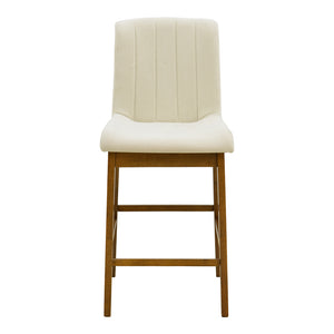Σκαμπό μπαρ Dalby pakoworld καρυδί rubberwood και εκρού ύφασμα 50x45x102