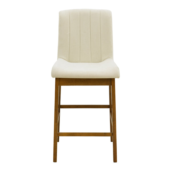 Σκαμπό μπαρ Dalby pakoworld καρυδί rubberwood και εκρού ύφασμα 50x45x102
