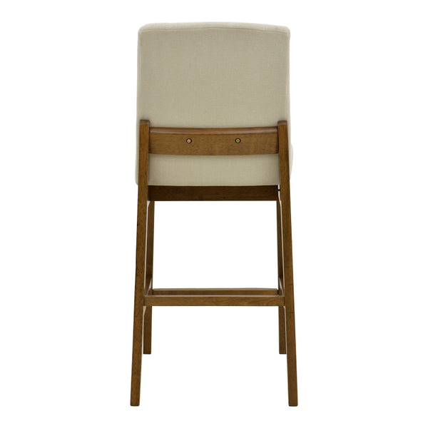 Σκαμπό μπαρ Dalby pakoworld καρυδί rubberwood και εκρού ύφασμα 50x45x102