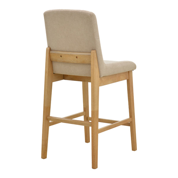 Σκαμπό μπαρ Dalby pakoworld sonoma rubberwood και μπεζ ύφασμα 50x45x102
